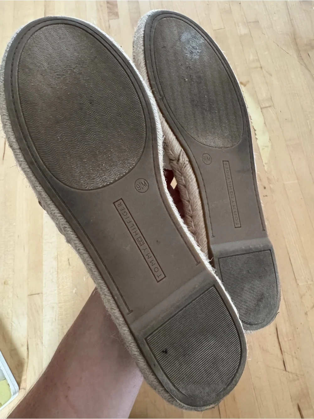 Tommy Hilfiger Cream and Tan Espadrille Slide Sandals Hadjea Slip On